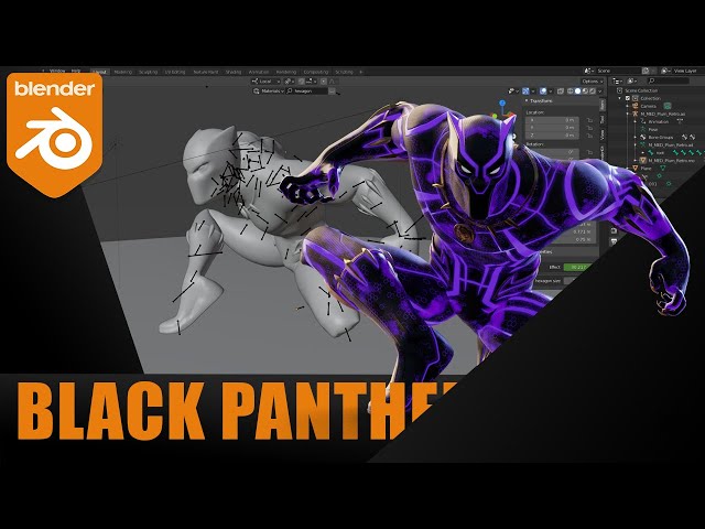 Recreating the Black Panther effects (Fortnite + Blender)