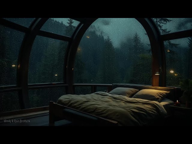 Cozy Rainy Night in a Forest Cabin 🌲🔥 Let the Sound of Rain, Fire & Piano Calm Your Mind 🌧️