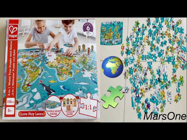 World Tour Puzzle and Game 2in1 |105 piece puzzles | Fun for kids | Interesting Game | Hape @MarsOne