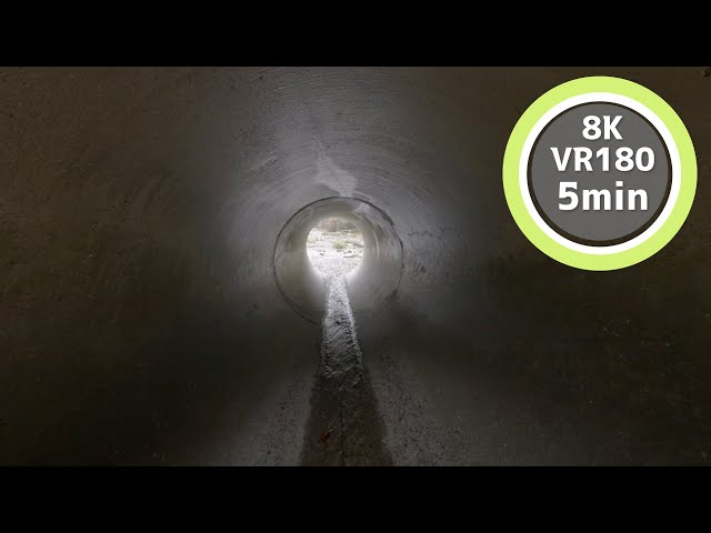 5 Min Meditation Inside the tunnel where water flows VR180 8K Binaural ASMR