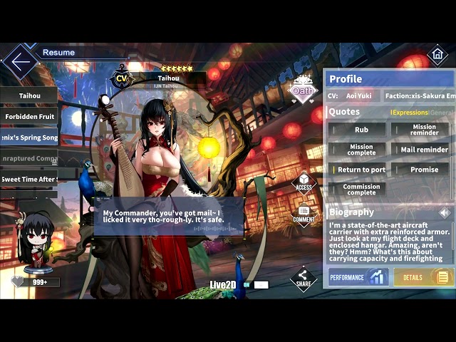 Azur Lane: IJN Taihou L2D Skin Talk & Move (Phoenix's Spring Song)