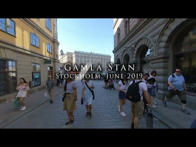 Walking around Stockholm Gamla stan (VR180, binaural sound)