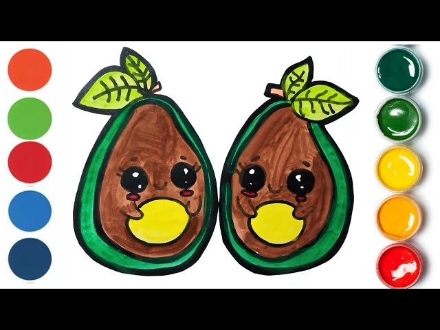 Desenhando e Pintando Dois Abacates Fofos! 🎨🥑✨ | Desenhos para Crianças