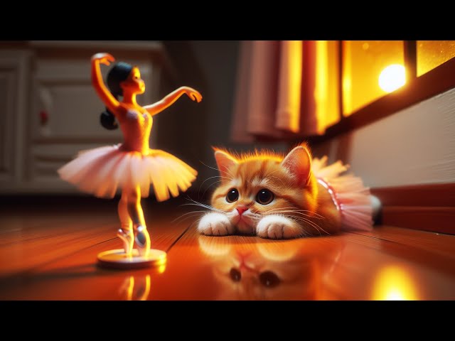 Once a sad, bullied cat with a passion for dance, now a shining star😿😻 #cute #cat #ai