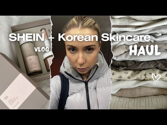 shein haul + korean skincare haul & night time skincare routine ✨🛁💛👜