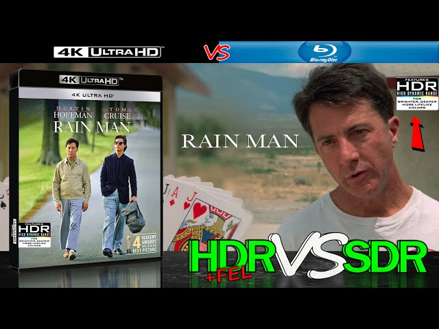 Rain Man 1988 HDR ANALYSIS 4K Blu Ray vs 1080p BD SDR 100nits #TRUE_DIFFERENCE #WATCH_IN_HDR