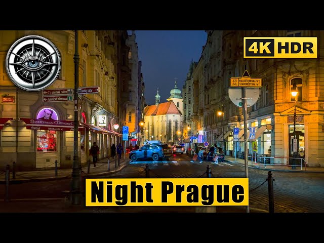 Prague Night Walking Tour through the centre 🇨🇿 Czech Republic 4k HDR ASMR