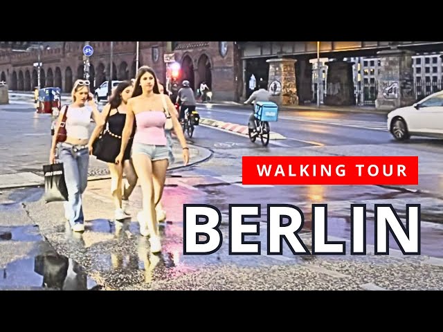 GERMAN WALKING TOUR 🇩🇪 Walk in the Rain in evening Berlin 🌧️ [4K/60fps HDR]