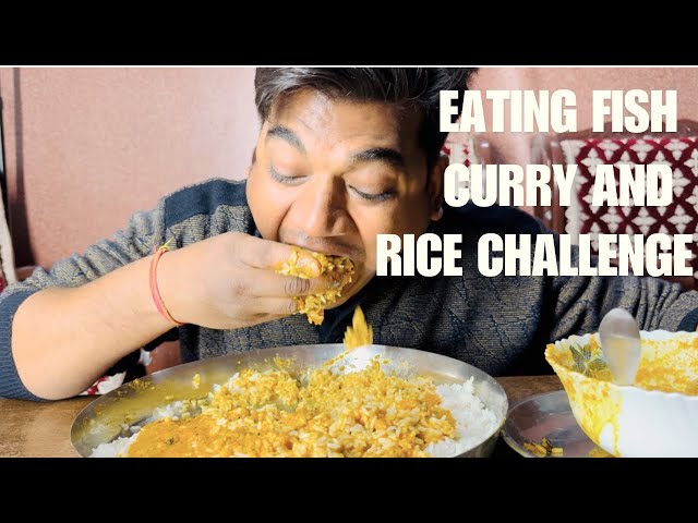 ASMR EATING SPICY FISH CURRY WITH RICE 🌶️🐟 | FISH CURRY WITH RICE EATING CHALLENGE II