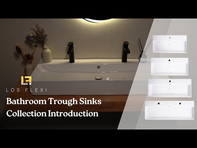 Modern Rectangular Bathroom Trough Sink with Overflow | Los Flexi