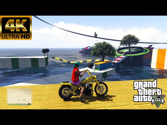 GTA5 Online parkour - Insane Hexer Bike Waterpark Fun Stunts Gameplay