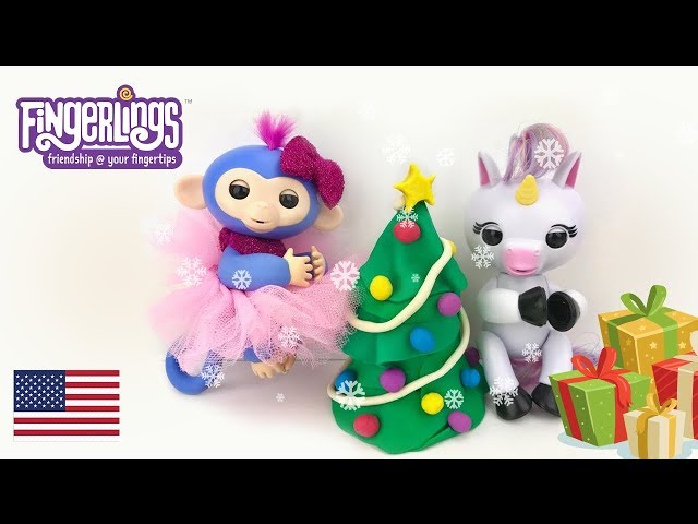 Christmas Special Holiday Episode Fingerling Monkey and Unicorn Decorate Holiday Tree