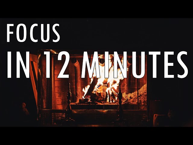 FOCUS and STUDY Burning Fireplace - Birchwood Crackling Fire Sounds (NO ADS - MUSIC) IN 12 MINS