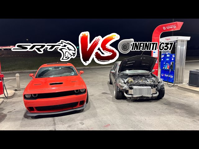 INSANE SINGLE TURBO G37 VS VERY FAST HELLCAT CHALLENGER| WHO WILL WIN???