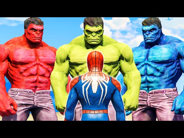 Spider-Man vs Team Hulk (Blue Hulk, Red Hulk, The Hulk) - What If Battle Superheroes