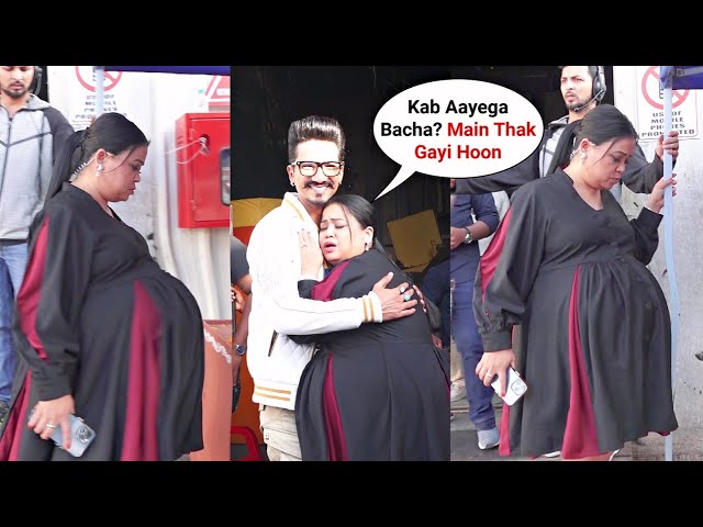 9 Month Pregnant Bharti Singh With HUGE Baby Bump Looks Tired Still Shoot For The Khatra Khatra Show