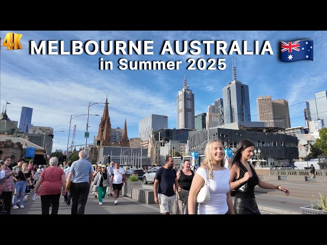 Melbourne Australia in Summer Evening Walking Tour 4K Video 2025