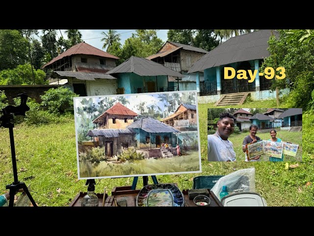 Day 93 Plein Air Painting With Achintya / How To Paint Watercolor Landscape Painting /Light & Shadow