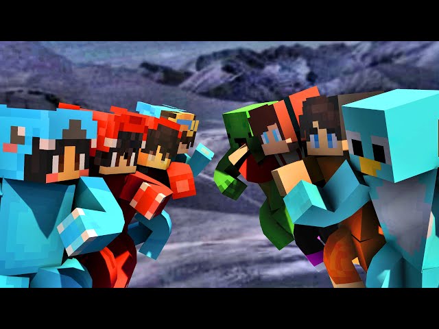 Omz and Roxy and Cash and Nico VS Milo and Chip and JJ and Mikey Maizen in Minecraft