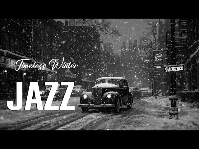 Timeless Winter Jazz in 1950s New York 🎶 Big Band Music & Snow-Covered Streets with Classic Cars