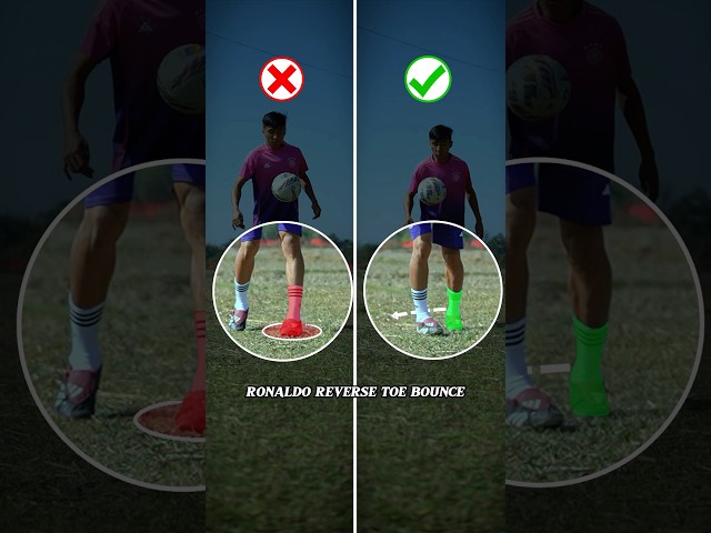 How to do RONALDO REVERSE TOE BOUNCE ⚽️.#football #footballskills #soccer #tutorial #shorts