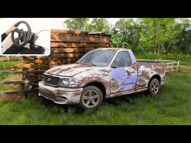 Rebuilding Ford F150 SVT Lightning - Forza Horizon 5 ( steering wheel gameplay )