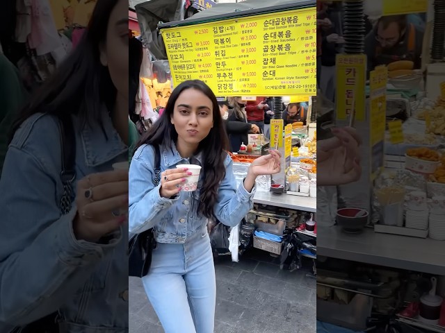 Korean street food is delicious 🥳❤️ sneaking off for a quick snack in Seoul 🇰🇷