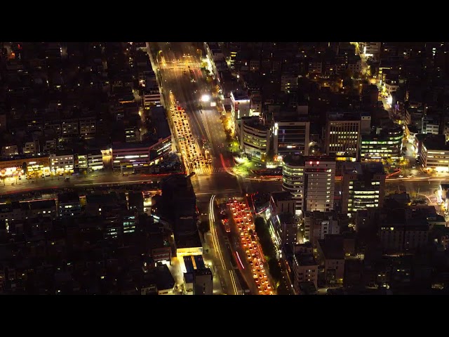 City Lights in Night   Aerial View   Free stock footage   Free HD Videos