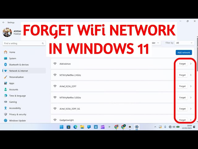 How to Forget WiFi Network in Microsoft Windows 11