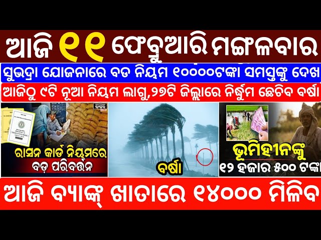 today's morning news odisha/11 February 2025/subhadra yojana online registration/odisha news today