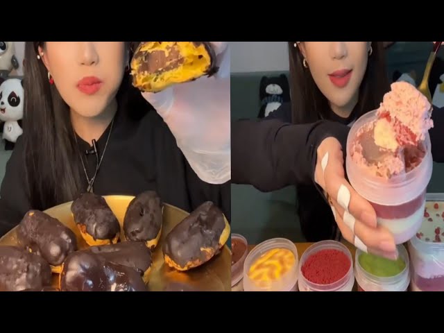 Eat delicious Asmr chocolate ice cream2023