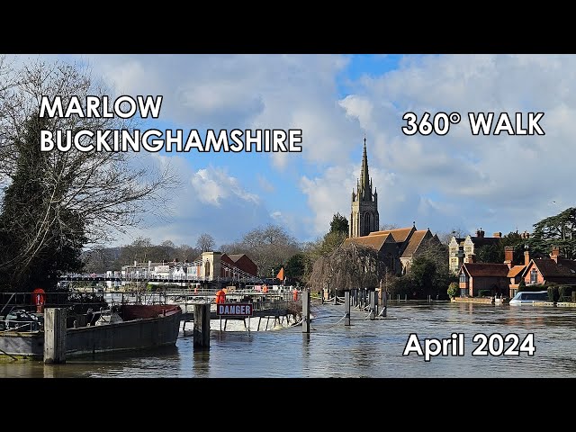 Marlow High Street on a Windy Day - 360° Walk (April 2024)