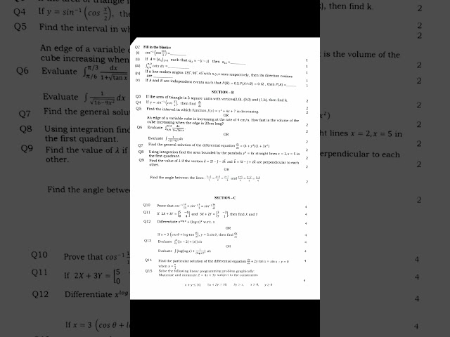 Class 12th mathematics model test paper 2025 #exam #maths #minecraft #cartoon #kdrama