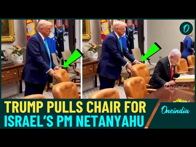 'From U.S President To Israel's Waiter': Video Shows Trump Pulls Chair For Netanyahu In Viral Moment