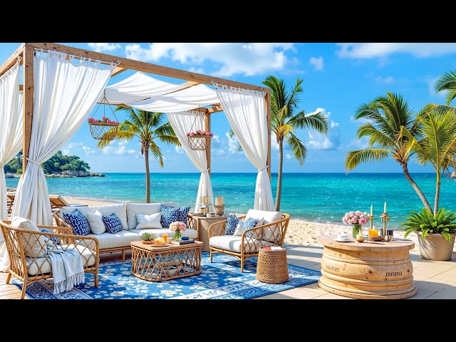 Uplifting Bossa Nova Music at Beach Cafe Ambience ~ Relaxing Jazz & Ocean Wave for Energy the Day