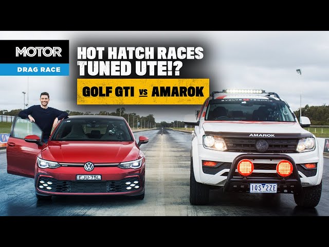 Volkswagen Golf GTI vs 320hp Amarok: DRAG RACE! | MOTOR