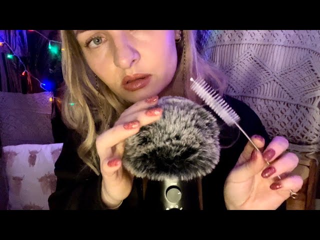 ASMR || mic brushing to help you sleep 💤 (ear to ear soft whispers & hushing 🤫)