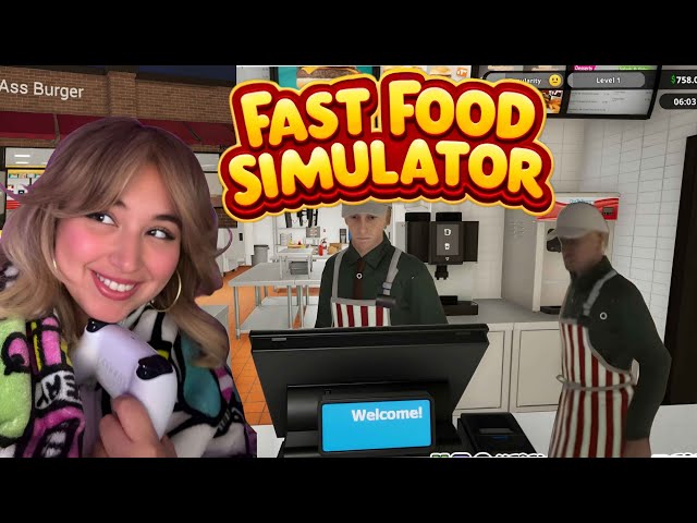 fat gamer girl plays fast food stimulator (toxic work environment)