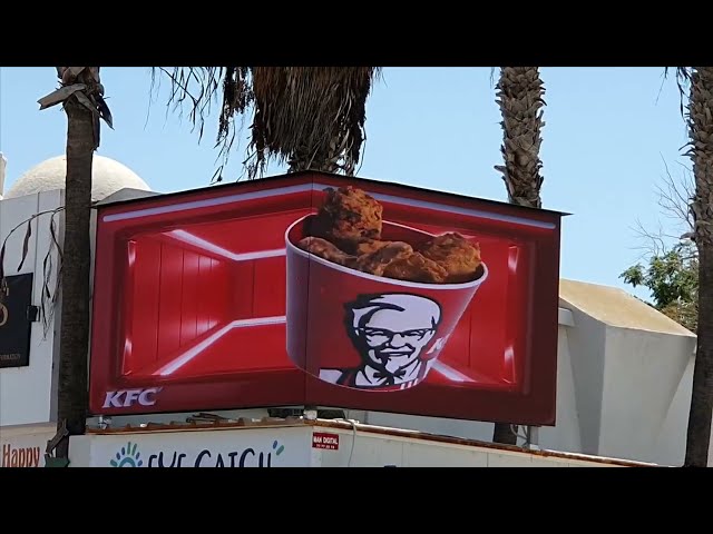 KFC Cyprus 3D Anamorphic Example Protaras Strip 3D TV by Virtual Cyprus