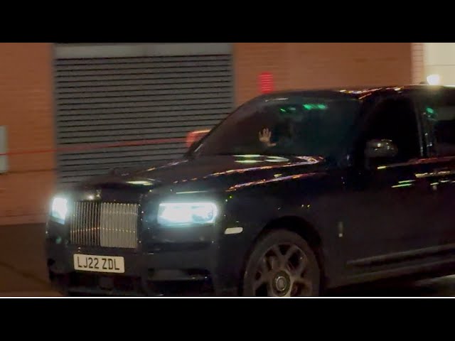 Arne slot & Liverpool players leaving Anfield in their cars after beating Man City