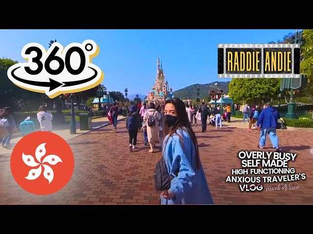 Hong Kong Disneyland Castle and Main Street 360 VR 4K Video - Walk With Me Tour | Raddie Andie