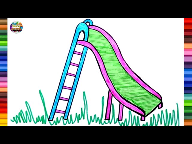 Playground Slide Drawing How to Draw Children Park,Slide Easy Step by Step Coloring for kids toddler