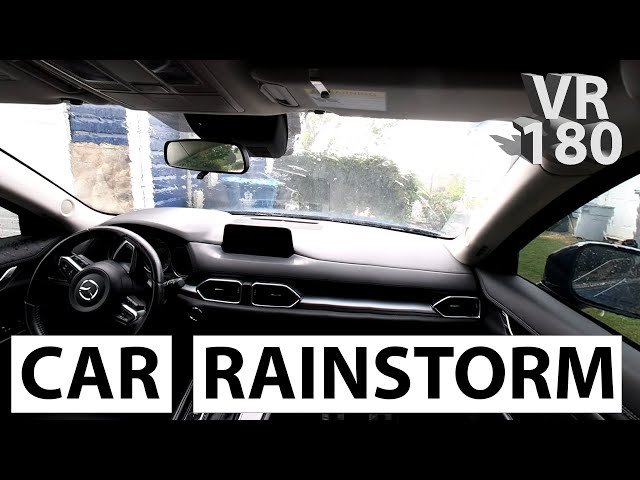 VR180 | Rainstorm in Stationary Car | Sleep Aid