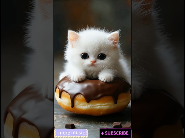 A cute cat sitting on a donut, instantly teleporting🍩 #cat #cute #cutecat #kitten #funnycats#shorts