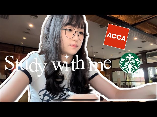 STUDY acca WITH ME at Starbucks | 1-hour real-time☕️🍵coffee shop ambience asmr (background noise)