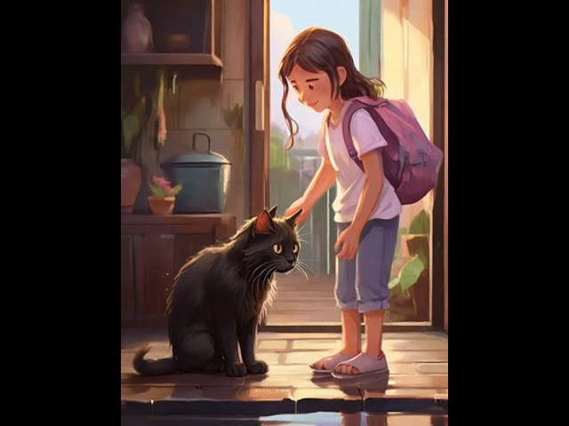 Bedtime Stories-Cat and little girl friendship