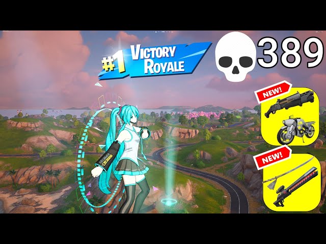 389 Elimination HATSUNE MIKU Solo Vs Squads "Zero Build" Gameplay Wins (Fortnite chapter 6 PC)