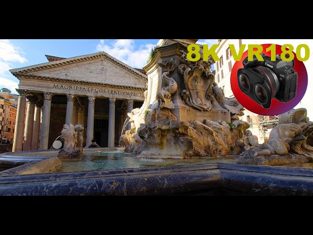 Enjoying the sounds of the fountain of the Fontana del Pantheon ROME ITALY 8K 4K VR180 3D Travel