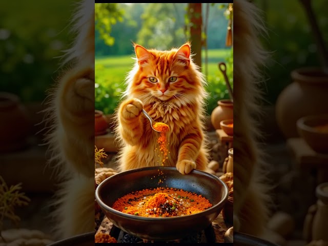 Chef Whiskers: The Cat Who Cooks Up Magic in the Kitchen! #cuteanimals #animallover #shorts