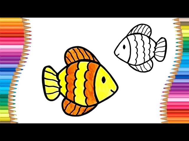 How to Draw A Cute Fish Easy | Drawing and Coloring for Kids and Toddlers Step by Step